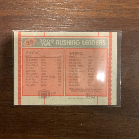 Barry sanders and Christian okoye rushing leaders 1989 Topps - Picture 2 of 2